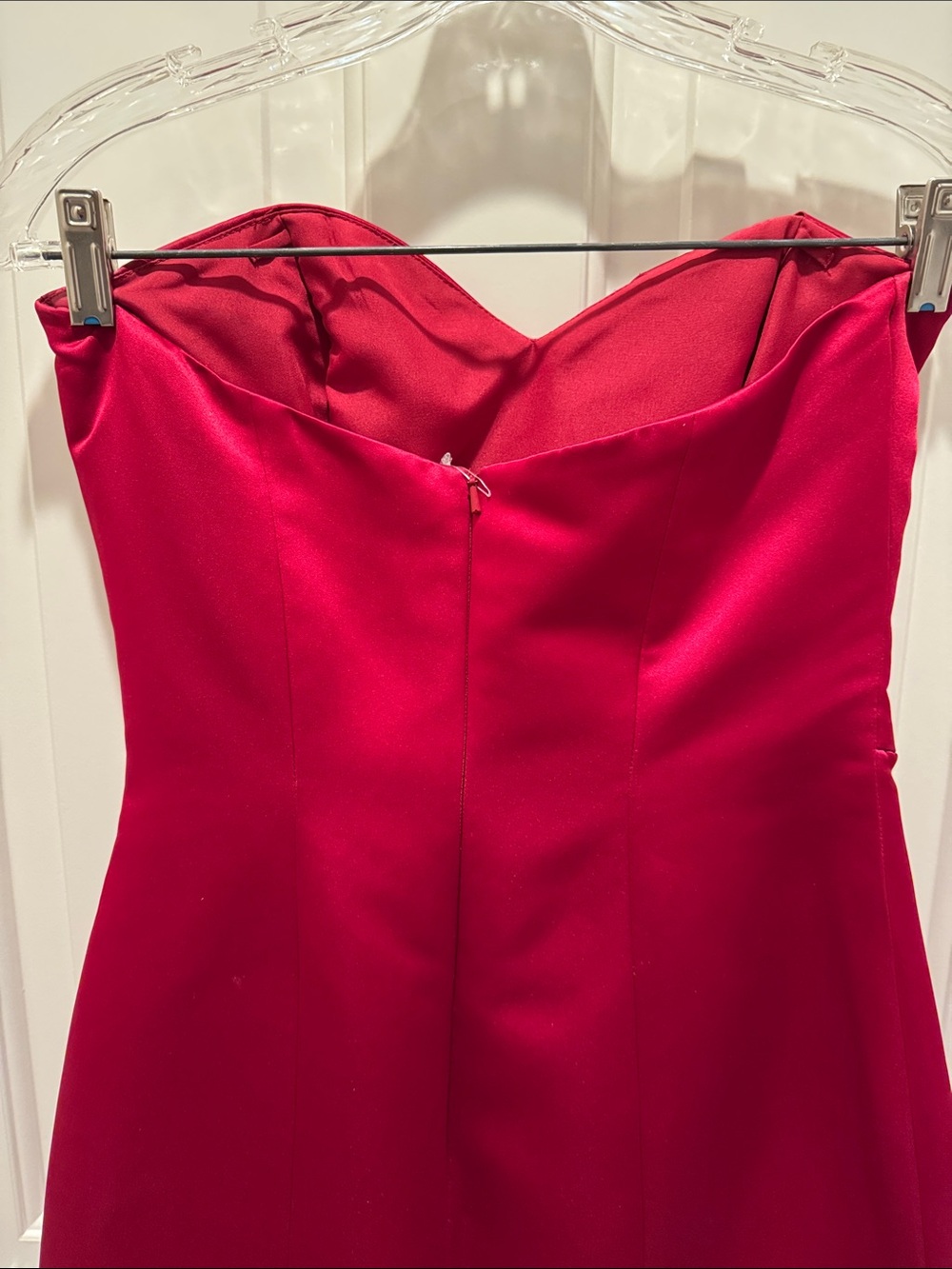 Strapless Red Formal Gown with Sweetheart Bodice - Picture 5 of 7